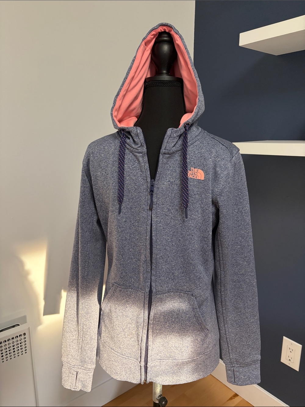 The North Face Coral and Navy Fleece-Lined Hoodie